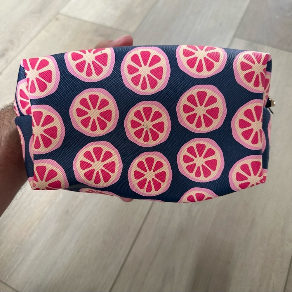 NWT Dabney Lee Navy and Pink Citrus Print Pouch